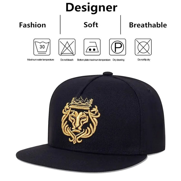 Adjustable Lion Crown Embroidered Baseball Cap / Hat