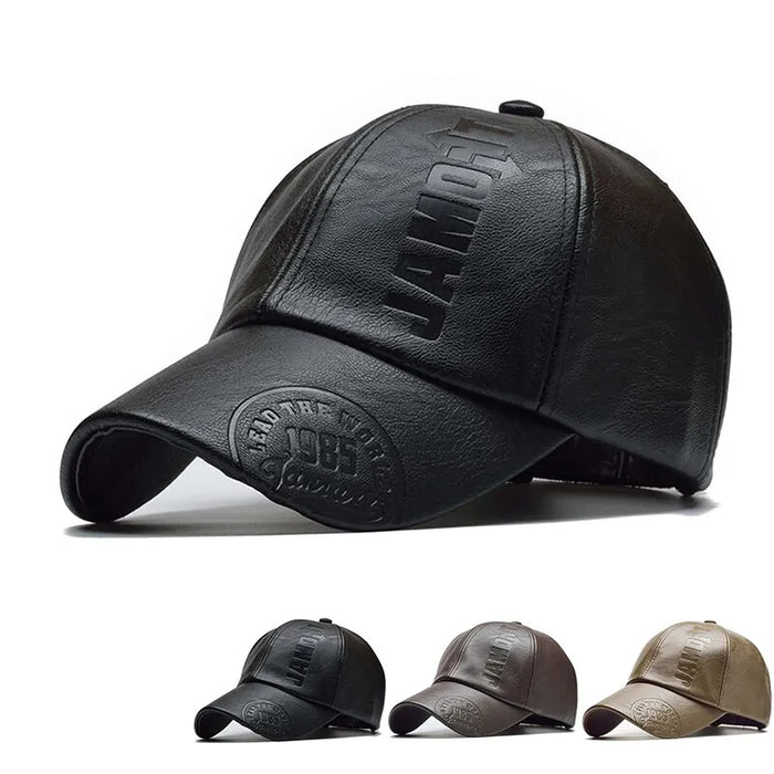 Stylish Pu Leather Letter Print Baseball Cap For Outdoor Activities