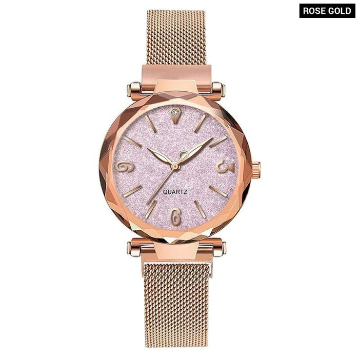 Fashion Women Watches Simple Rose Gold Mesh Belt Magnetic Quartz Wrist Watch Luxury Ladies Business Casual Watch Reloj Mujer