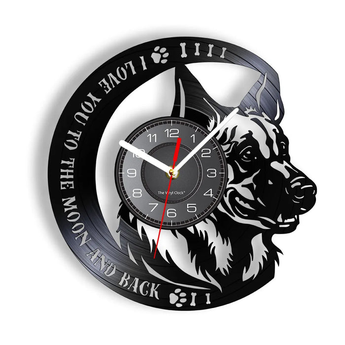 German Shepherd Vinyl Record Wall Clock