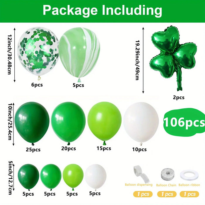 106Pcs Fortune Grass Theme Arch Garland Set Suitable For Shamrock Theme Birthday Party Engagement Wedding Decoration