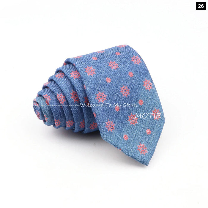 Floral Skull Anchor Denim Tie For Weddings Parties And Daily Wear