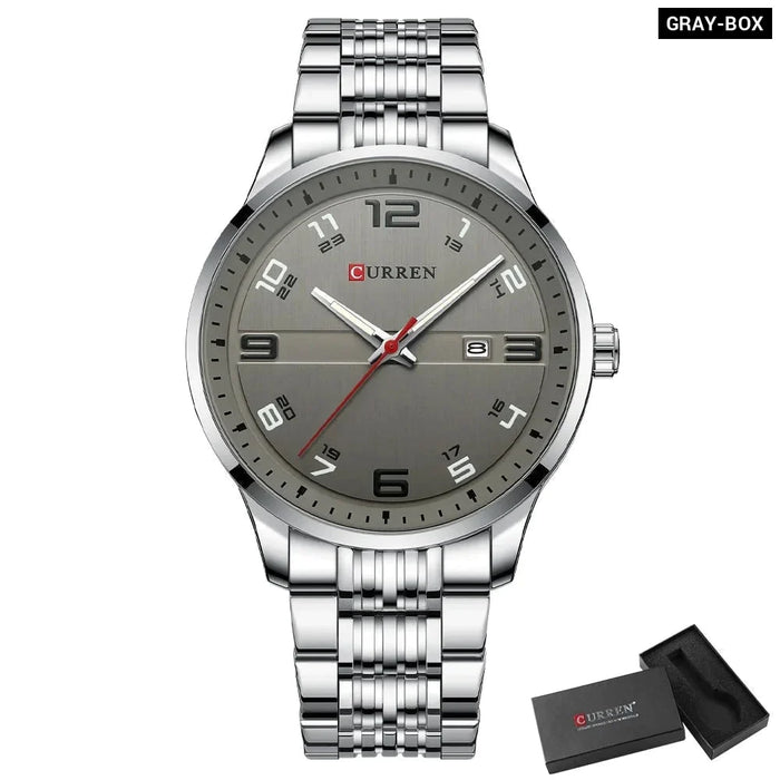 Stainless Steel Quartz Watches Casual Business Wristwatches For Men Luminous Hands Clock