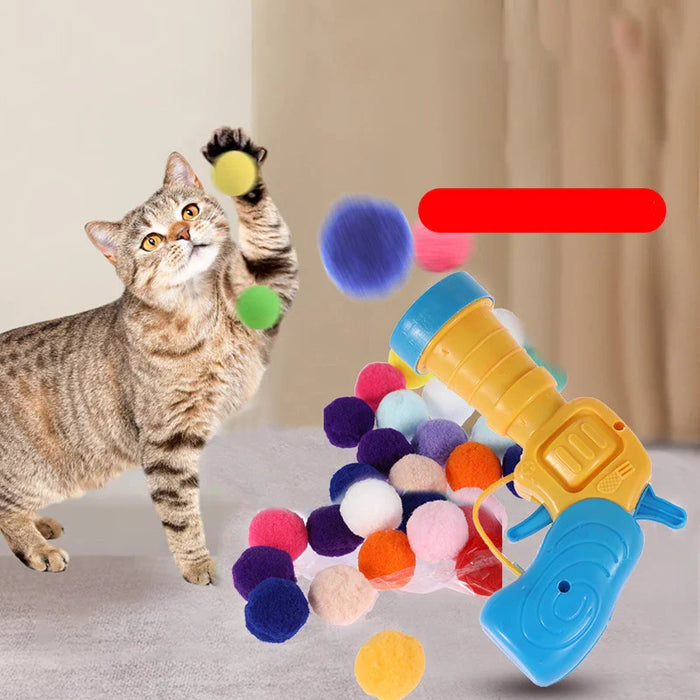 Interactive Cat Toy With Furry Ball Bullets