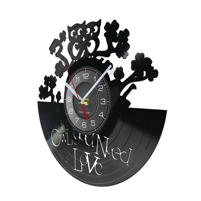 Vinyl Record Owl Wall Clock