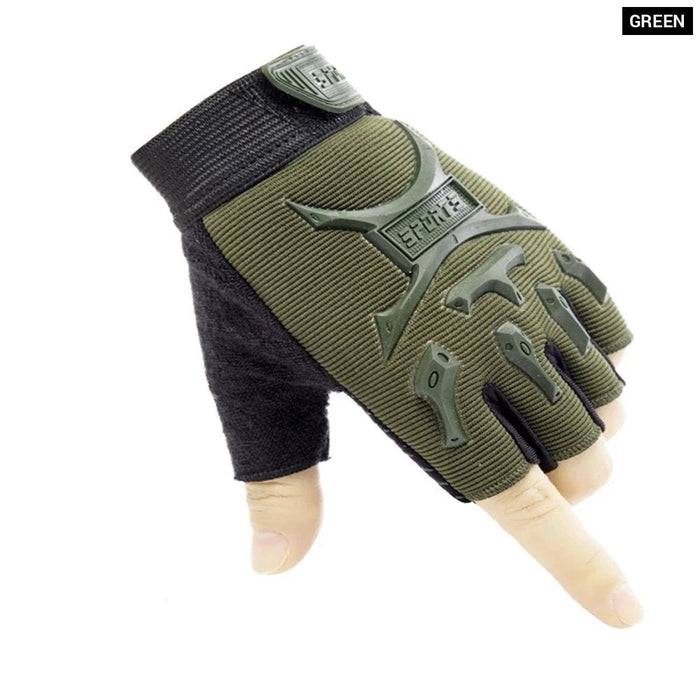 1 Pair Non-Slip Shock-Absorbing Half Finger Cycling Gloves For Kids