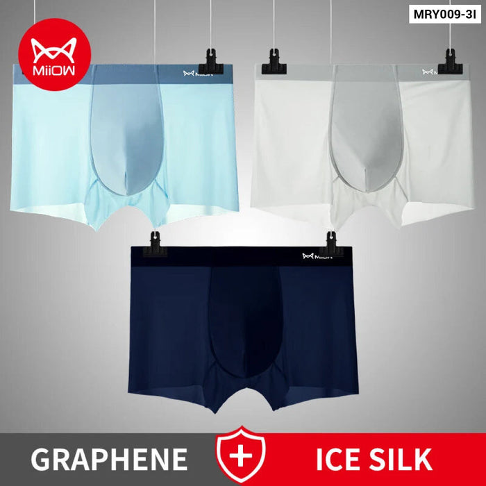 3 Piece Ultra Thin Ice Silk Mens Boxer Shorts