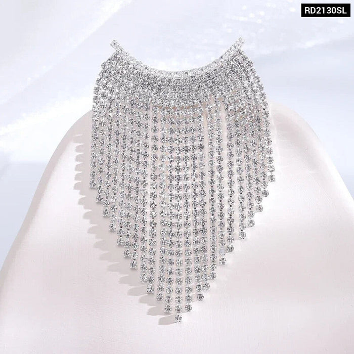 Rhinestone Tassel Brooch Korean Fashion Bow Tie Lapel Pin For Women