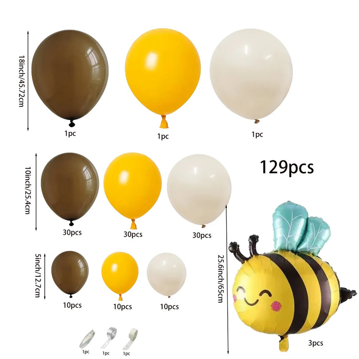 Beeballoon Arch Set Mustard Yellow White Brown Bee Balloon Suitable Shower Party Decoration Party Fall Wedding Birthday Supplies