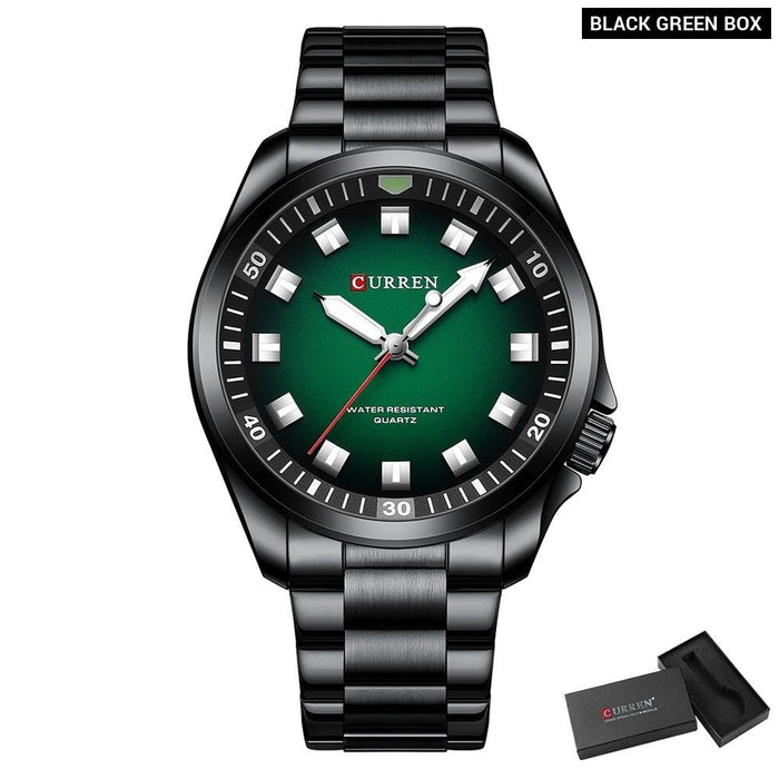 Minimal Stylish Dial Men's Watches with Stainless Steel Strip Trendy Business Quartz Wristwatch