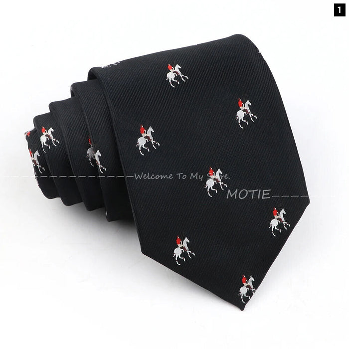 Horseback Riding Neckties Brown Polyester Ties For Men