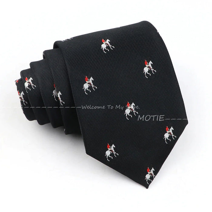 Horseback Riding Neckties Brown Polyester Ties For Men