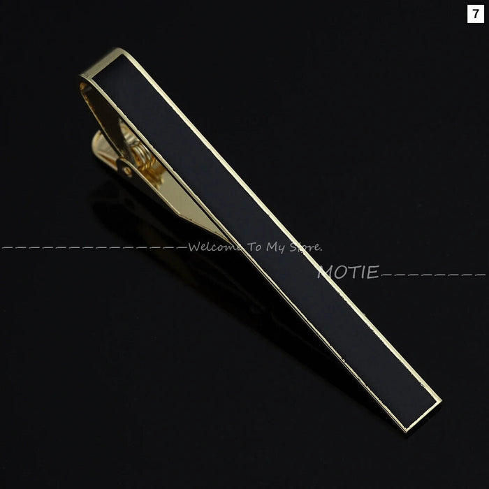 Golden Stripe Metal Necktie Clip Business And Party Accessory