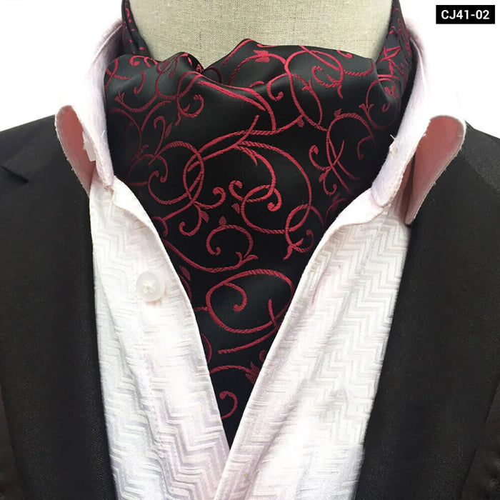 British Gentleman Tie Set Jacquard Paisley Cashew Cravat Ascot Scrunch For Weddings