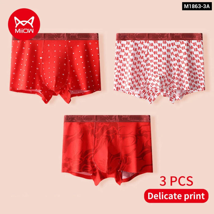 Year Red Print Mens Boxer Set