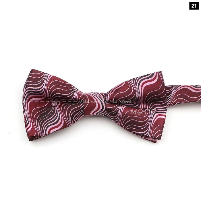 Floral Bowtie For Men Red Polyester Wedding Party Accessory