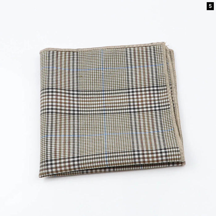 Premium Cotton Plaid Hankerchief Scarf Mens Pocket Square