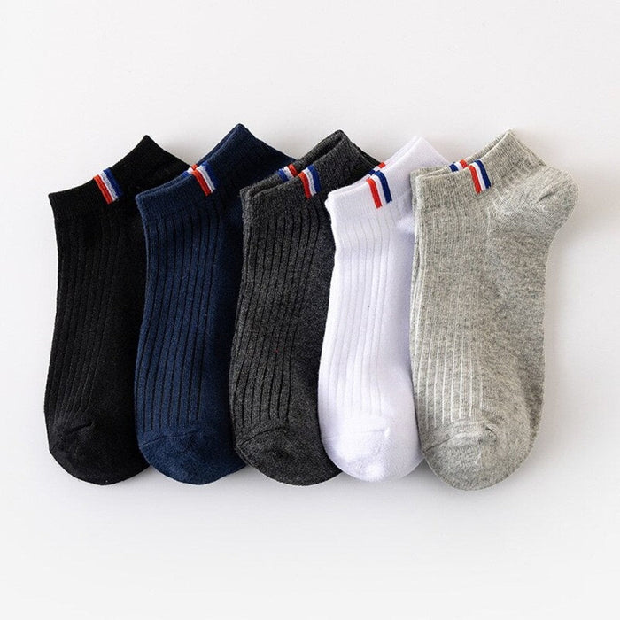 5 Pairs Of Thin Summer Blending Boat Socks Plain Colour Mens Casual Socks Breathable Sweat Absorbing Calibration Socks