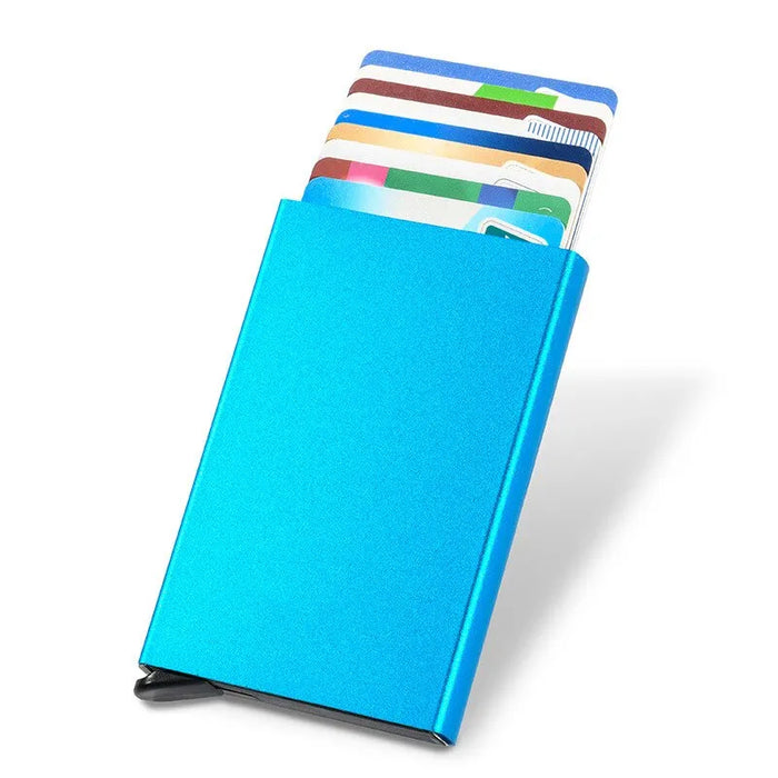 Slim Pop Up Wallet Rfid Blocking Mini Metal Case For Men Women Minimalist Credit Card Holder