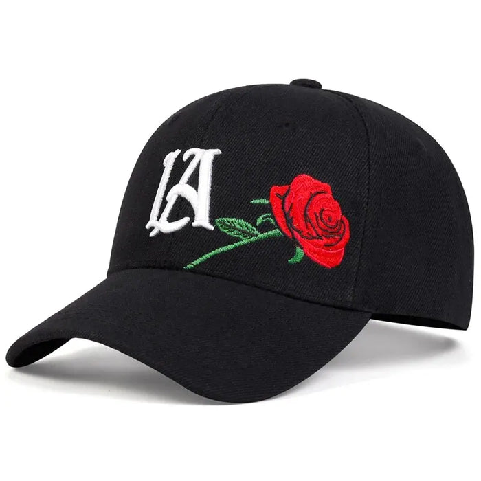 Adjustable Rose Embroidered Baseball Cap / Hat For Outdoor Wear