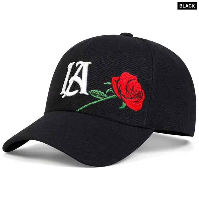 Adjustable Rose Embroidered Baseball Cap / Hat For Outdoor Wear