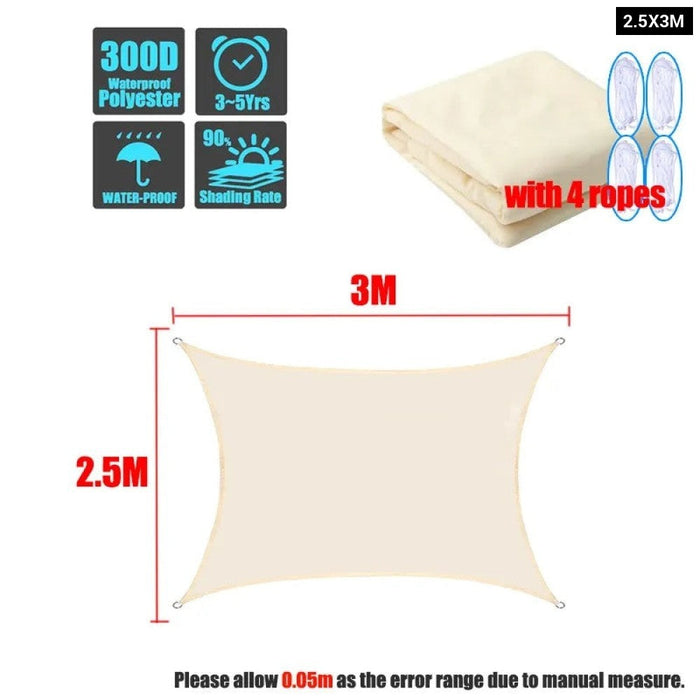 Outdoor Shade Sail awnings Waterproof Sun Shelter Square Rectangle Sunshade Protection Outdoor Canopy