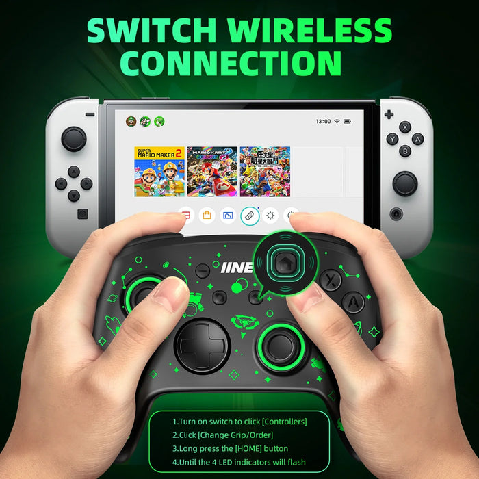 Falcon Luminous Wireless Controller Wake Up Support Nfc Amiibo Compatible Nintendo Switch/Switch Oled/Pc Steam