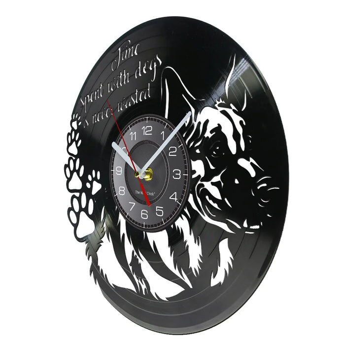 German Shepherd Vinyl Record Wall Clock