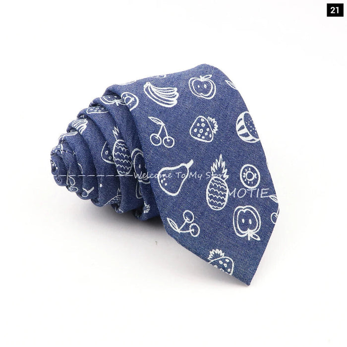 Floral Skull Anchor Denim Tie For Weddings Parties And Daily Wear