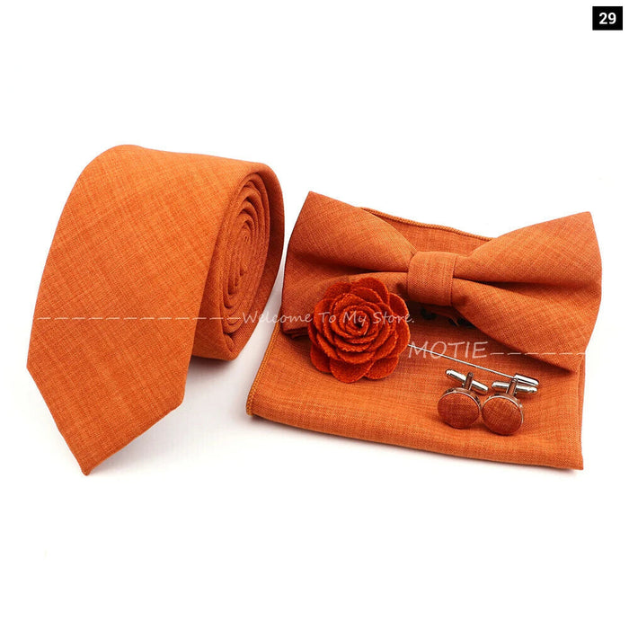 27 Colour Tie Set Classic Cotton Pocket Square Cufflink And Bowtie For Mens Wedding Party Accessories