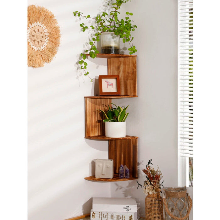 4 Tier Wood Wall Mounted Display Stand