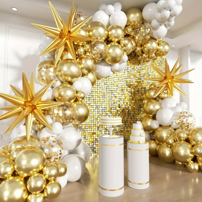 156Pcs White And Gold Birthday Balloon Wreath Arch Set Birthday Party Wedding Dress Celebration Anniversary Eid Decoration