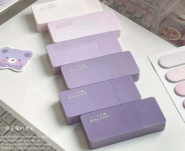 6 Piece Gradient Purple White Correction Tape Set Kawaii Design