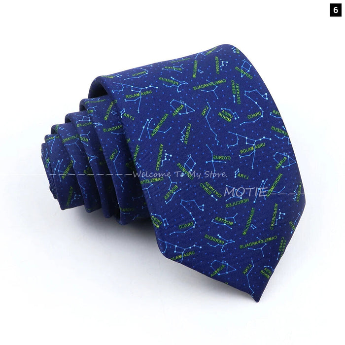 Musical Geometry Necktie Mens Blue Polyester Tie For Business And Party Wear