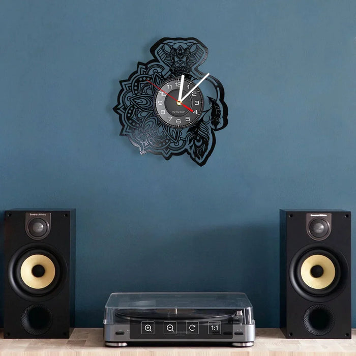 Floral Elephant Vinyl Record Wall Clock