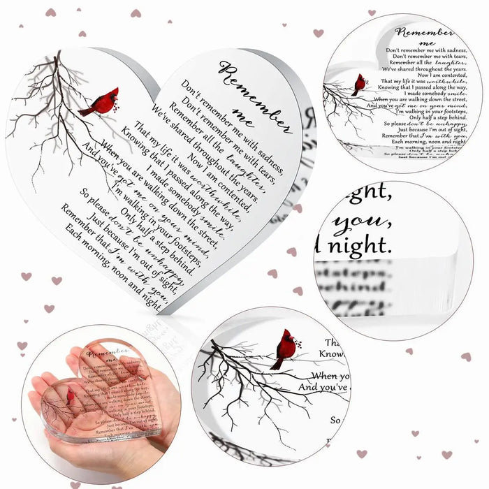 Sympathy Gifts Acrylic Heart Shaped Commemoratives