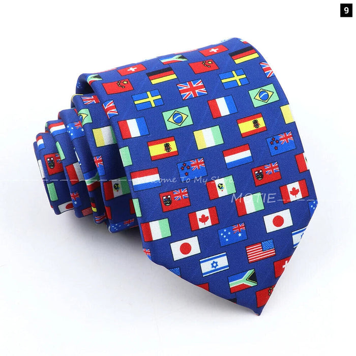 Musical Geometry Necktie Mens Blue Polyester Tie For Business And Party Wear