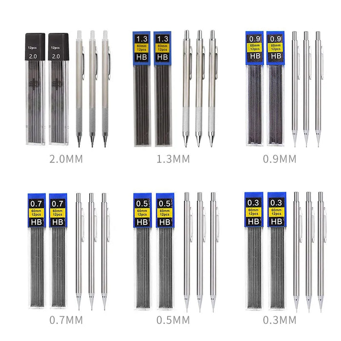 Full Metal Mechanical Pencil Set 0.3 To 2.0Mm Art