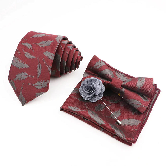 Flower Pattern Ties And Handkerchief Set For Weddings And Business