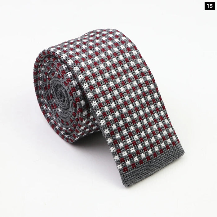 Classic Knit Neck Ties Plaid Dots 6Cm Width Business And Wedding