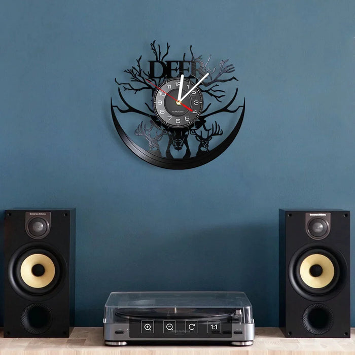 Deer Head Vinyl Record Wall Clock