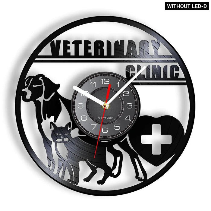 Vinyl Record Wall Clock For Veterinary Clinic Care