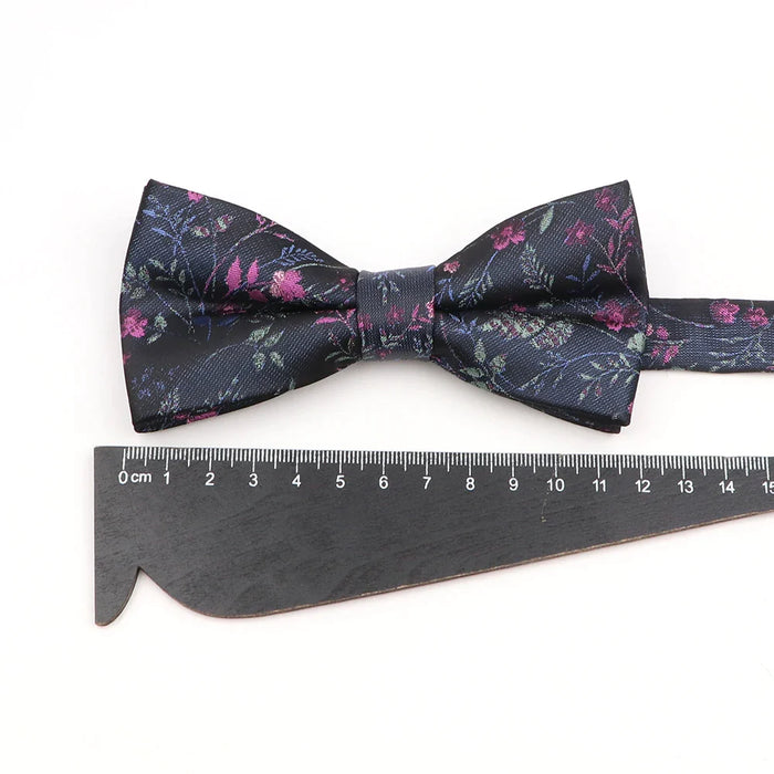 Floral Bowtie For Men Red Polyester Wedding Party Accessory