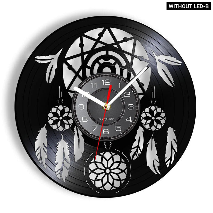 Boho Dreamcatcher Vinyl Record Wall Clock