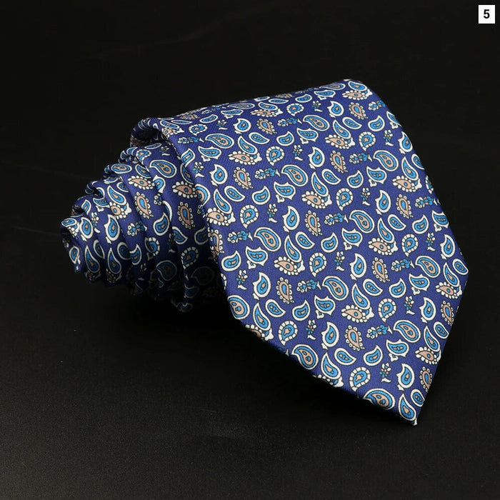 Mens Silk Tie 8.5Cm Plaid Dots Blue Green For Weddings And Parties