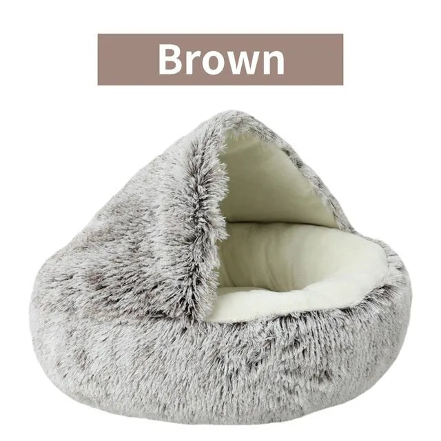 2 In 1 Pet Bed For Small Dogs Plush Round Nest With Cover