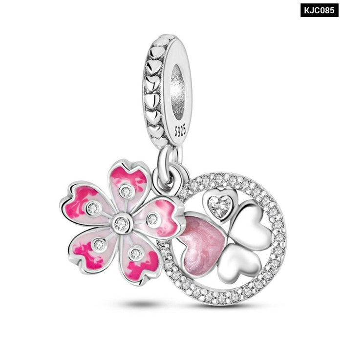 925 Sterling Silver Boys and Girls Heart-shaped Charms Beads Fit Original Pandora Bracelet Jewelry Making