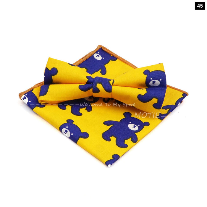 Colourful Cotton Bowtie Set For Parties And Gifts