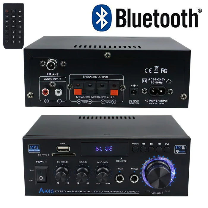 Bluetooth Stereo Power Amp 2.0 Ch 40wx2 Usb