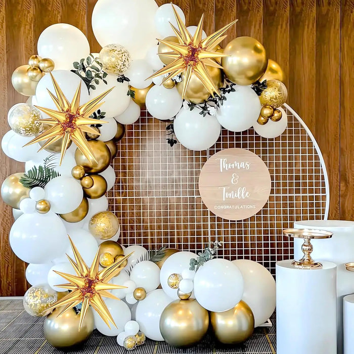 135Pcs White And Gold Balloon Garland Arch Kit For Birthday Parties Anniversaries Weddings Indoor And Outdoor Decorations